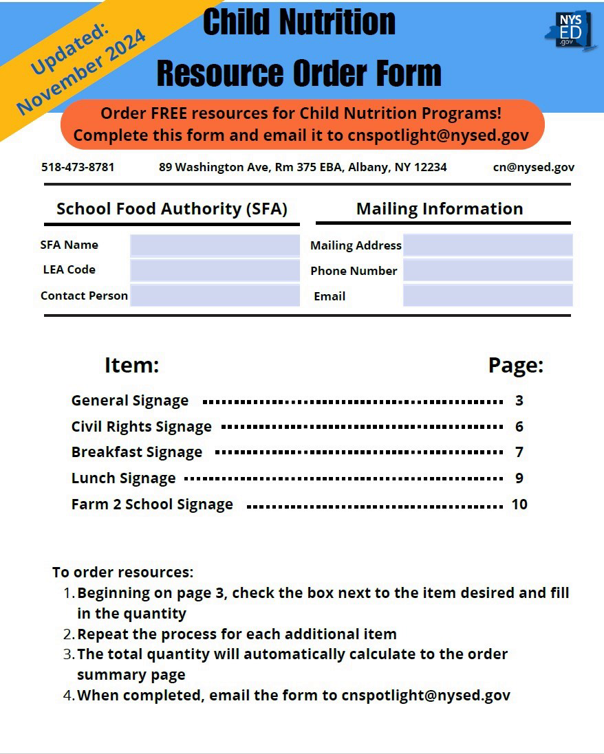 Resource Order Form